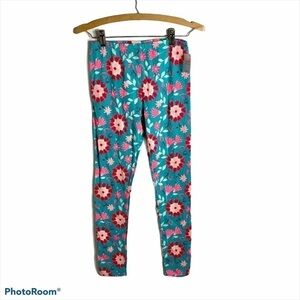 Fabkids Leggings NWT XL Girls Kids Floral Teal